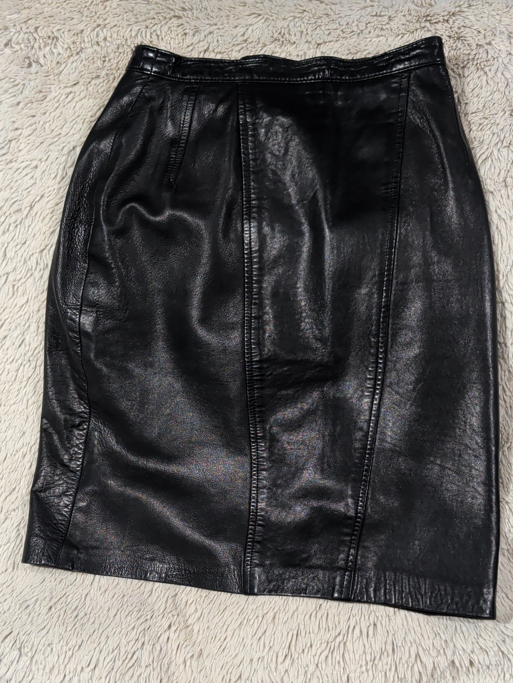 Vintage Black Leather Pencil Skirt